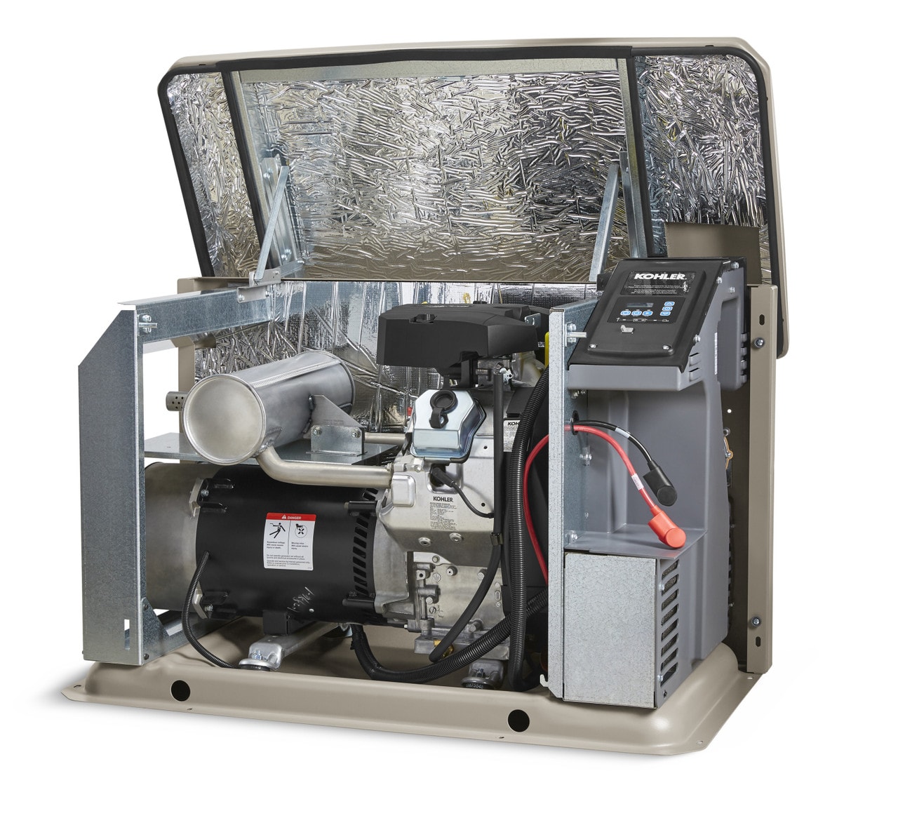 Kohler generator interior — engine and components view